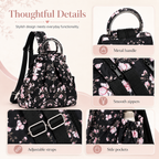 4-in-1 Convertible Floral Backpack Handbag for Women Multi-Wear Crossbody Bag