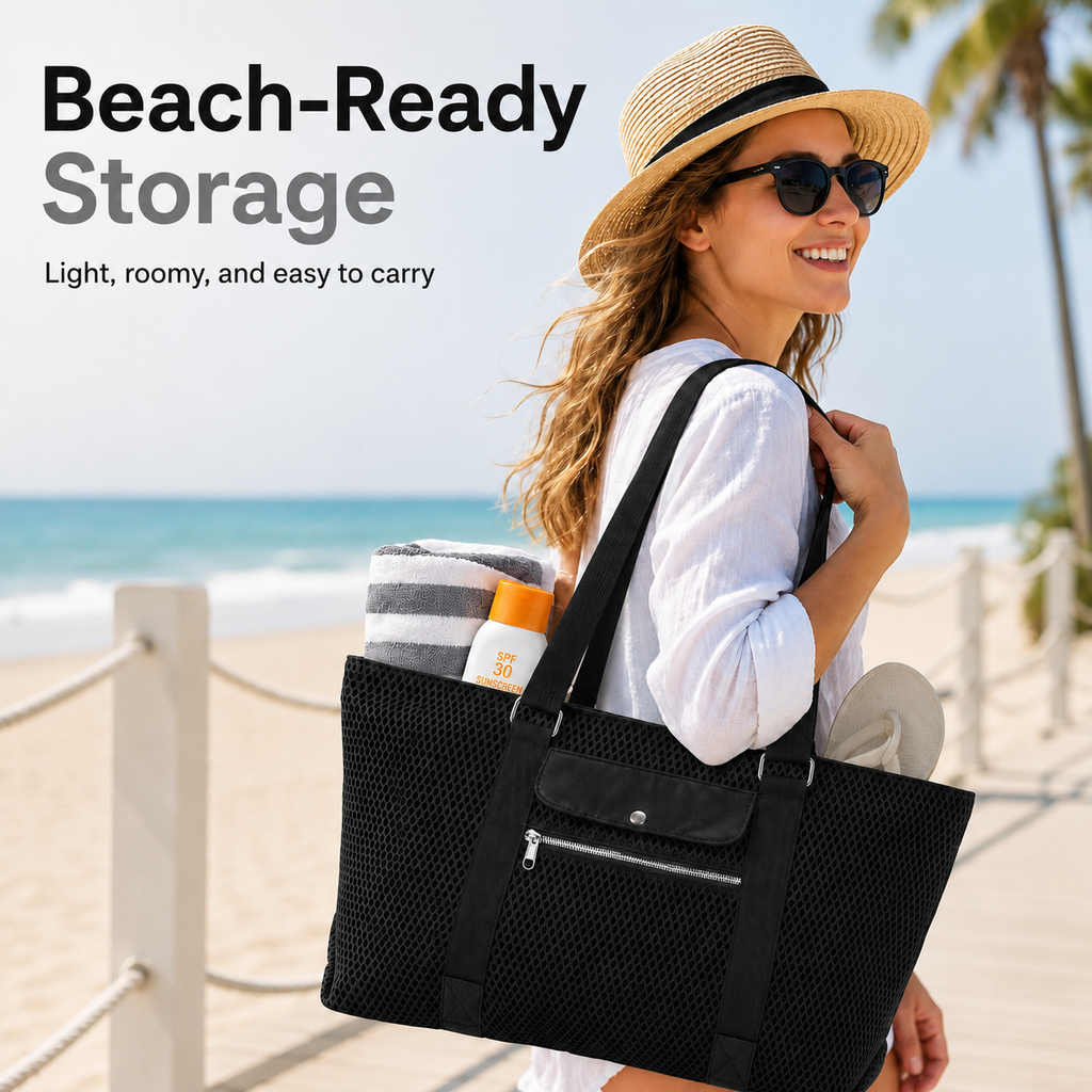 Mesh Tote Beach Bag