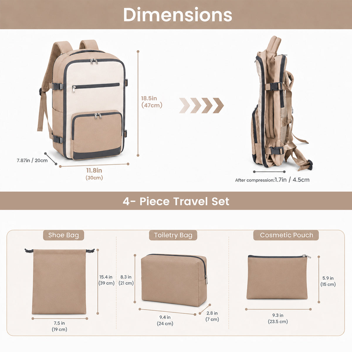 4 Pcs Travel Backpack Set