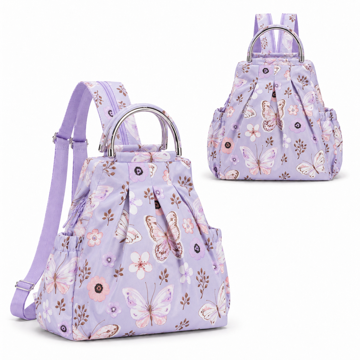 4-in-1 Convertible Floral Backpack Handbag for Women Multi-Wear Crossbody Bag