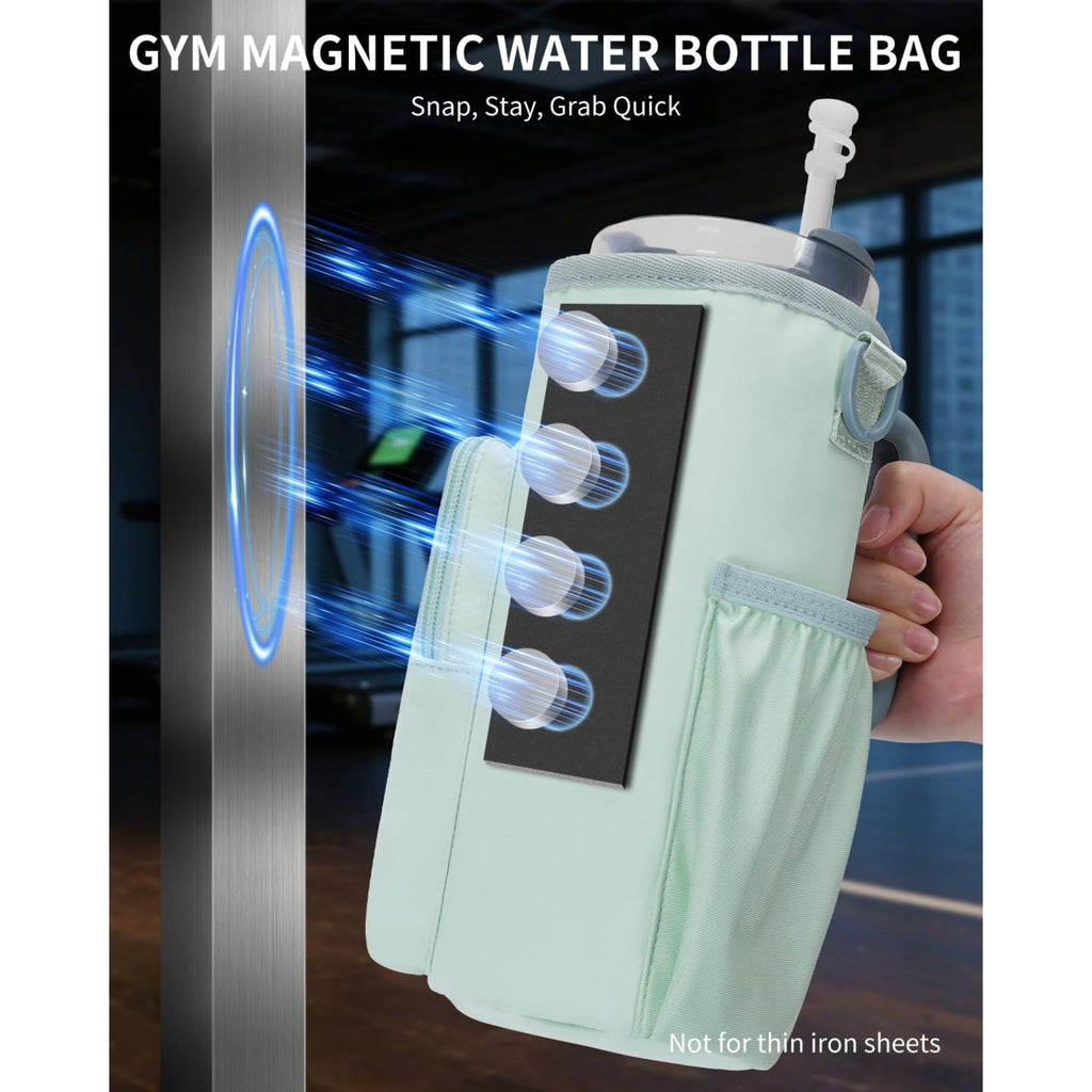 Magnetic Gym Water Bottle Bag, Insulated 40oz Tumbler Sling Bag