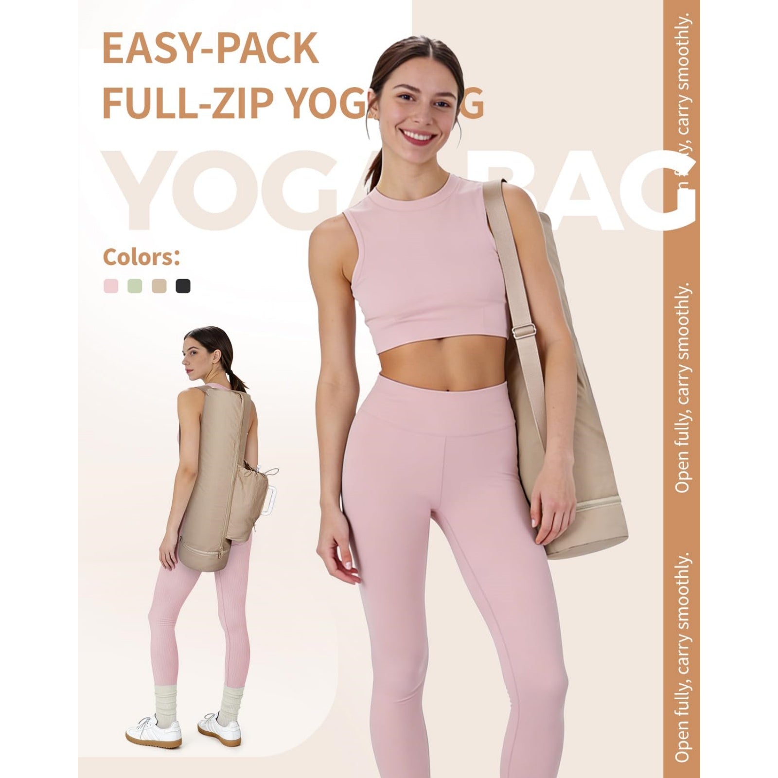 Yoga Mat Bag Puffy Water Resistant with Wet Dry Separation Pocket