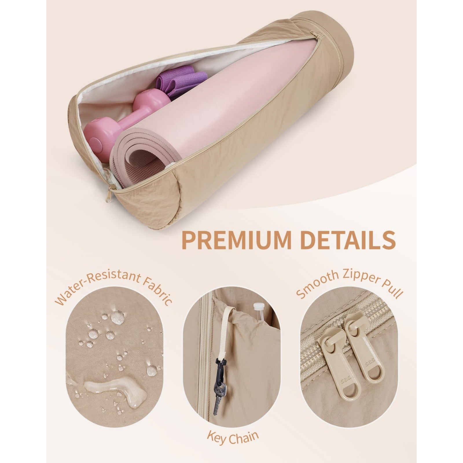 Yoga Mat Bag Puffy Water Resistant with Wet Dry Separation Pocket