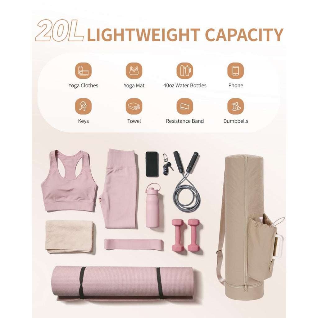 Yoga Mat Bag Puffy Water Resistant with Wet Dry Separation Pocket