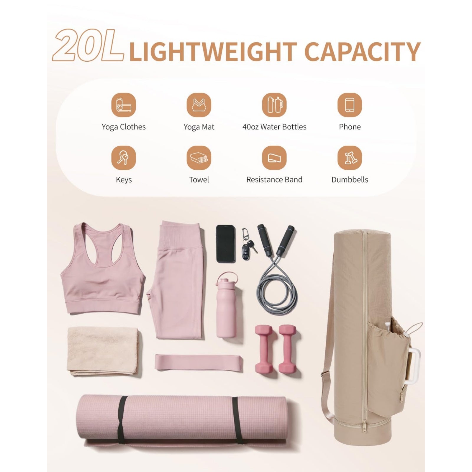 Yoga Mat Bag Puffy Water Resistant with Wet Dry Separation Pocket