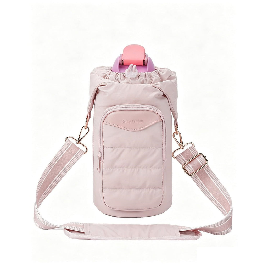 Puffy Lightweight Water Bottle Carrier bag with Side Zipper & Drawstring
