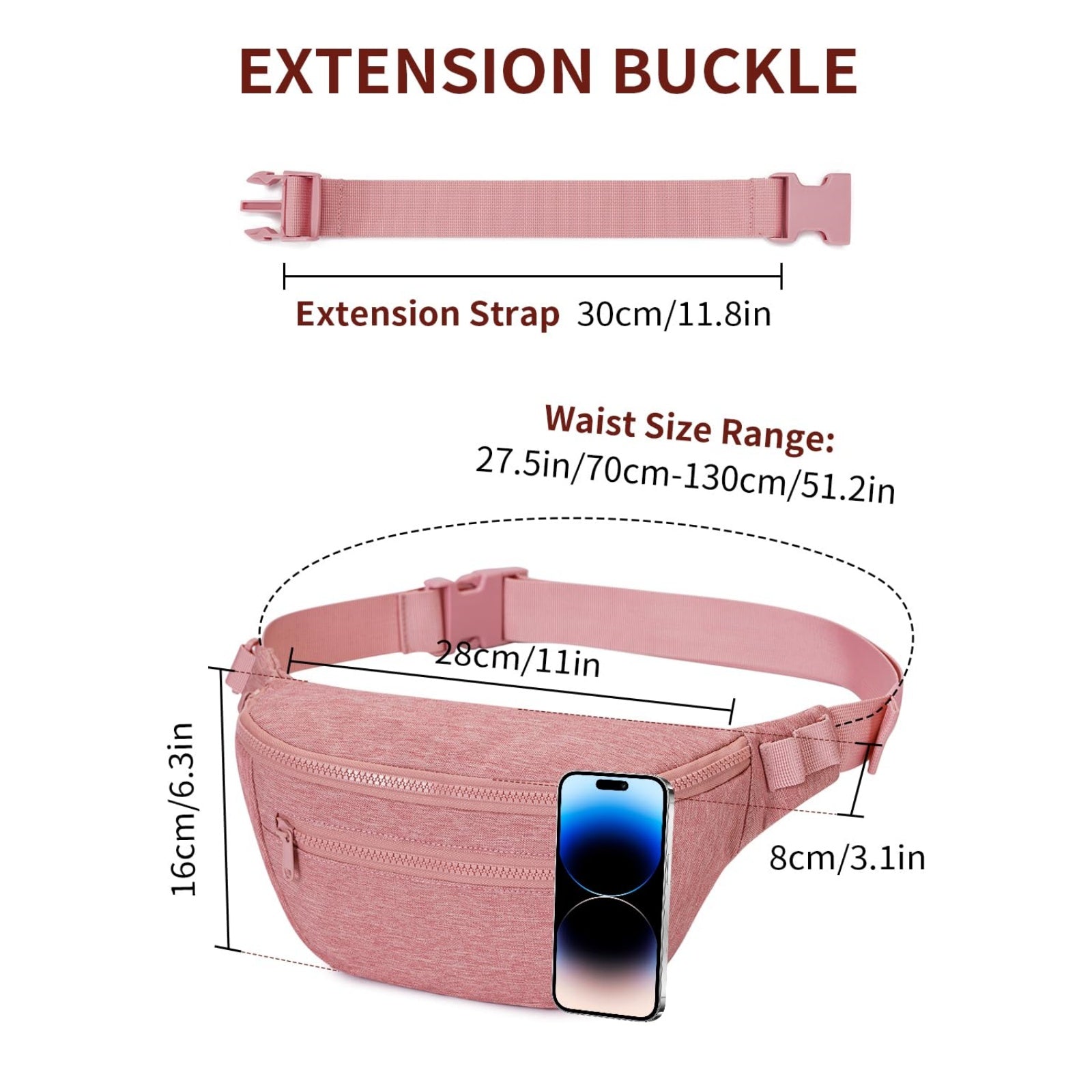 Multi-Wear Crossbody Waist Bag with Extra Extension Strap