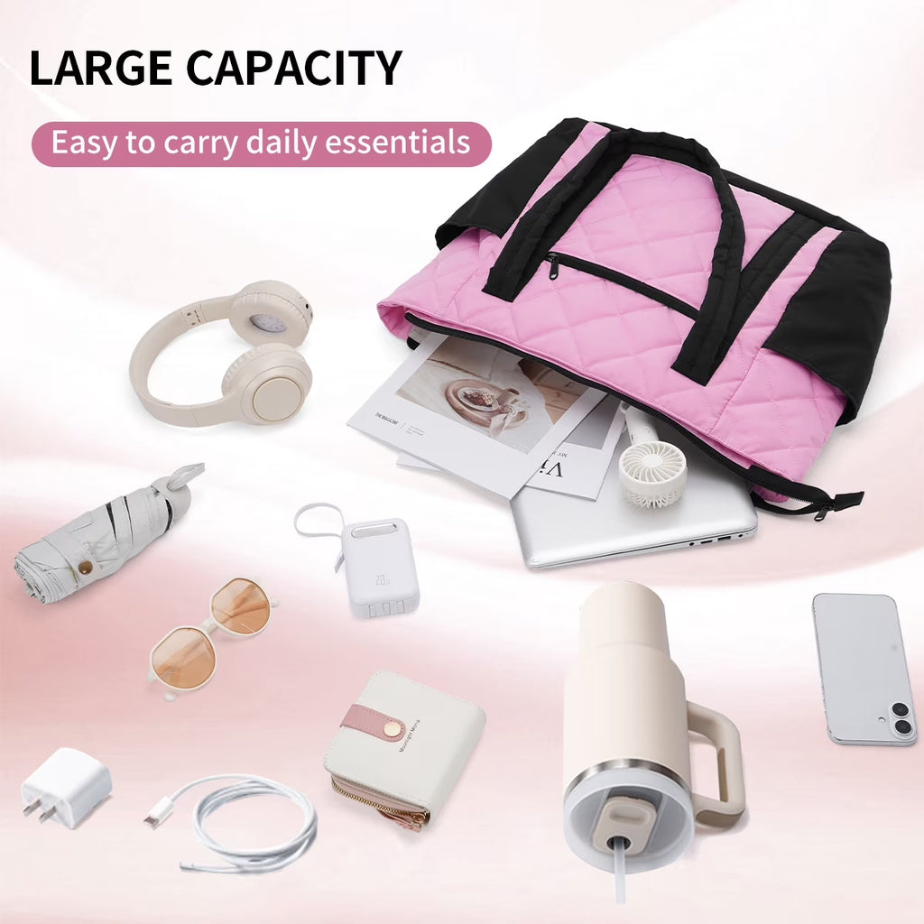 Large Puffer Quilted Tote Bag for Women
