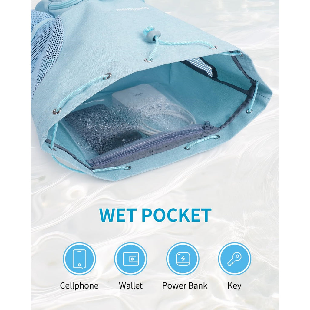 Swim Bag Mesh Beach Drawstring Backpack