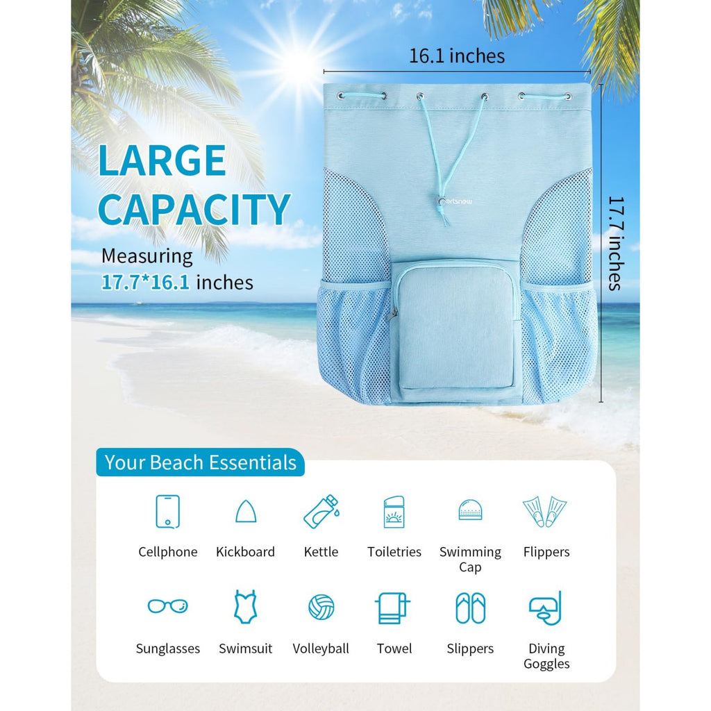 Swim Bag Mesh Beach Drawstring Backpack
