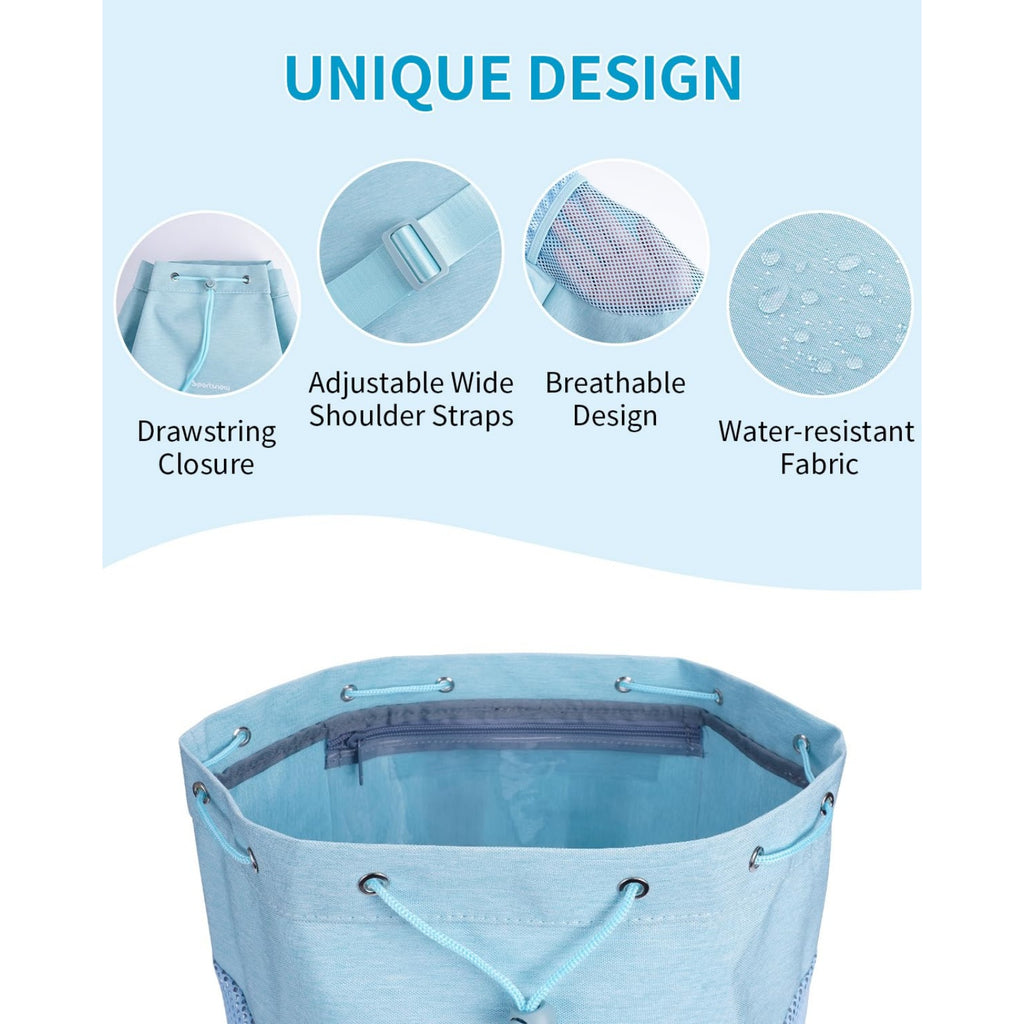 Swim Bag Mesh Beach Drawstring Backpack