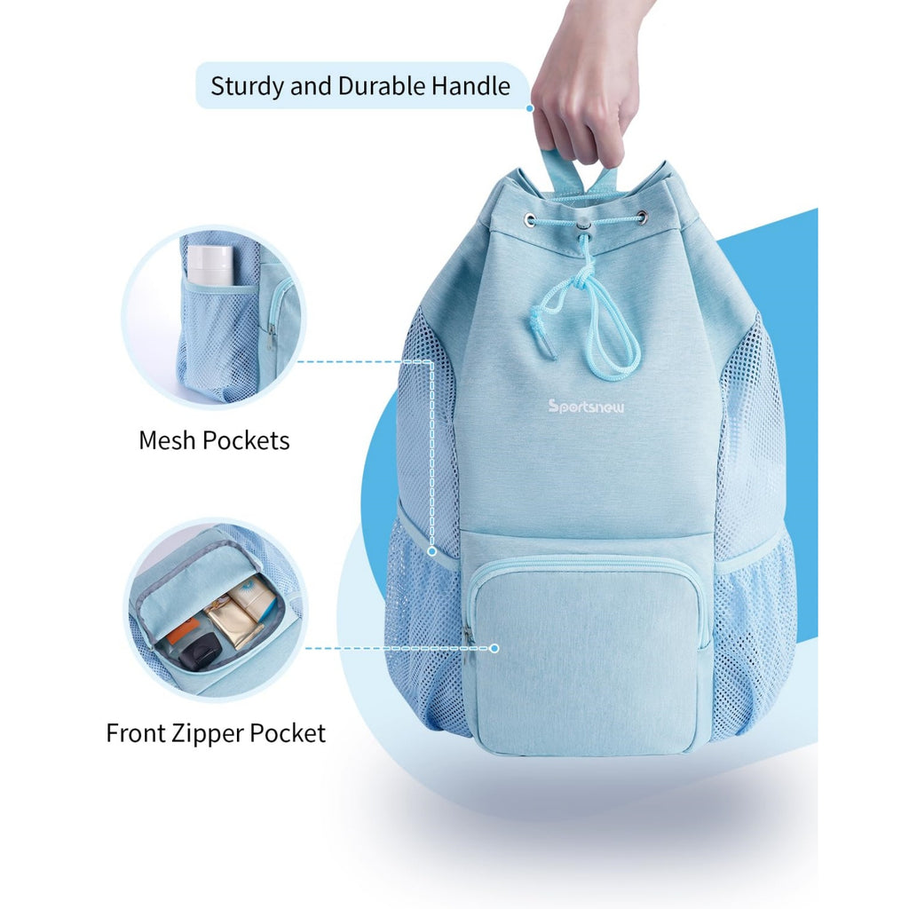 Swim Bag Mesh Beach Drawstring Backpack