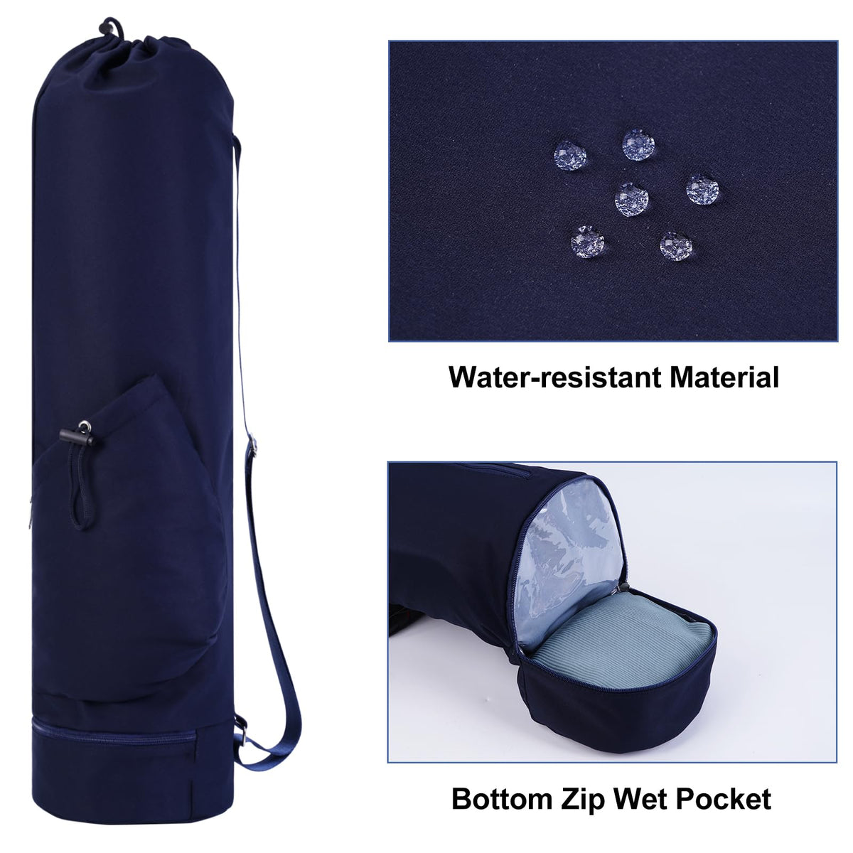 Yoga Mat Bag with Water Bottle Pocket and Wet Pocket