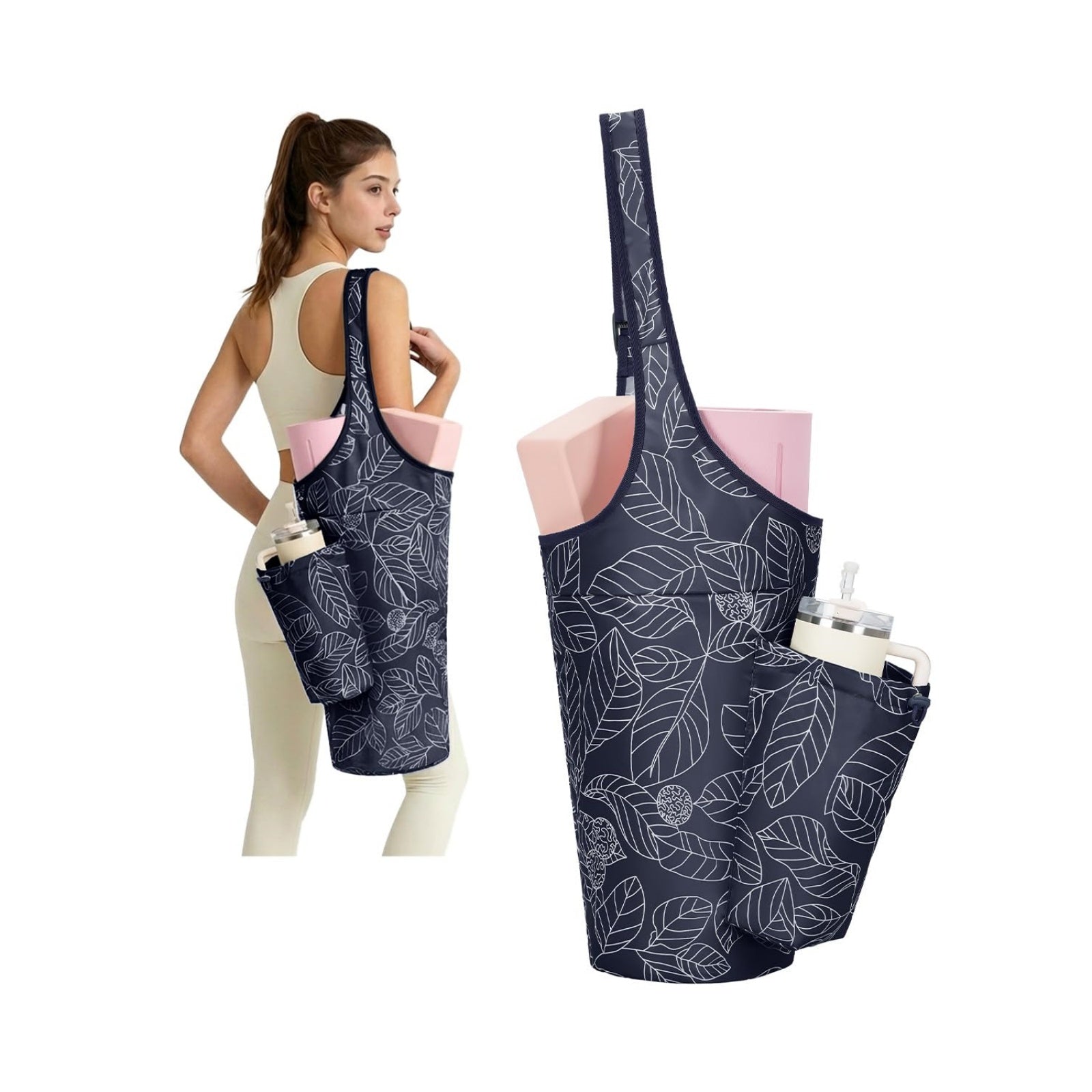 Lightweight Water Resistant Yoga Mat Tote Bag with Adjustable Mat Strap