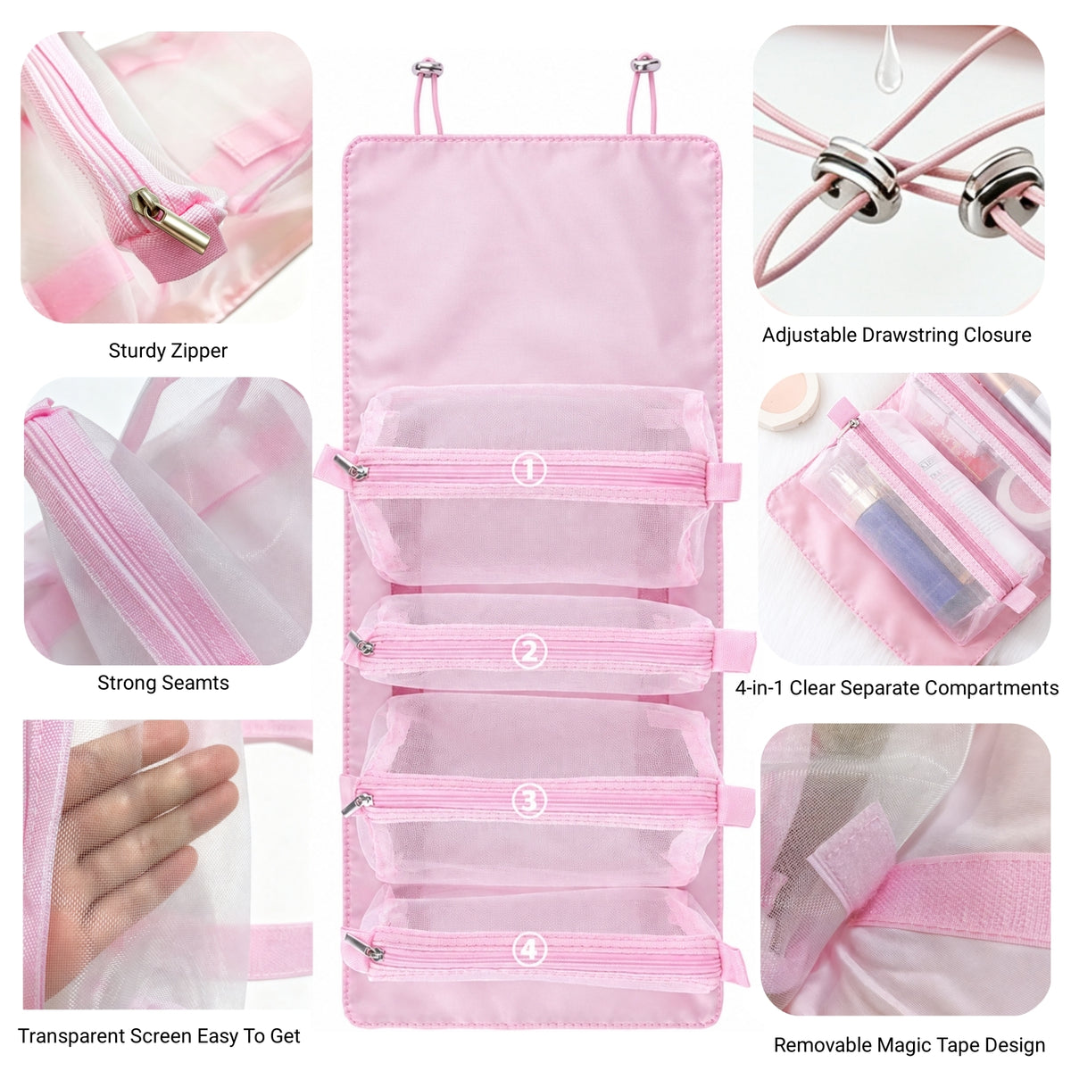 Hanging Roll Up Travel Toiletry Bag (Customizable)