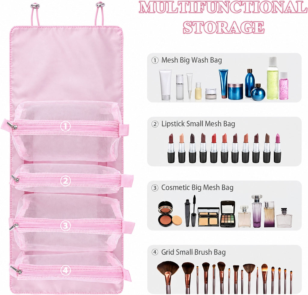 Hanging Roll Up Travel Toiletry Bag (Customizable)