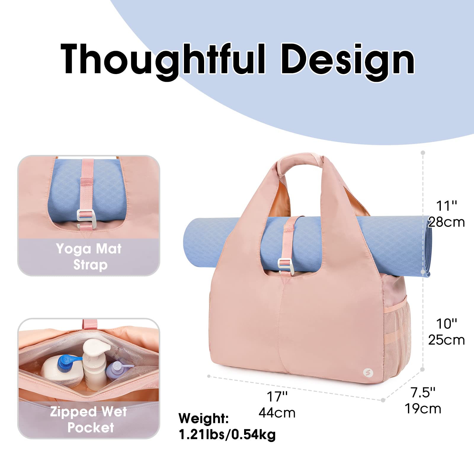 Nylon Yoga Gym Bag with Wet Dry Separation & Mat Strap