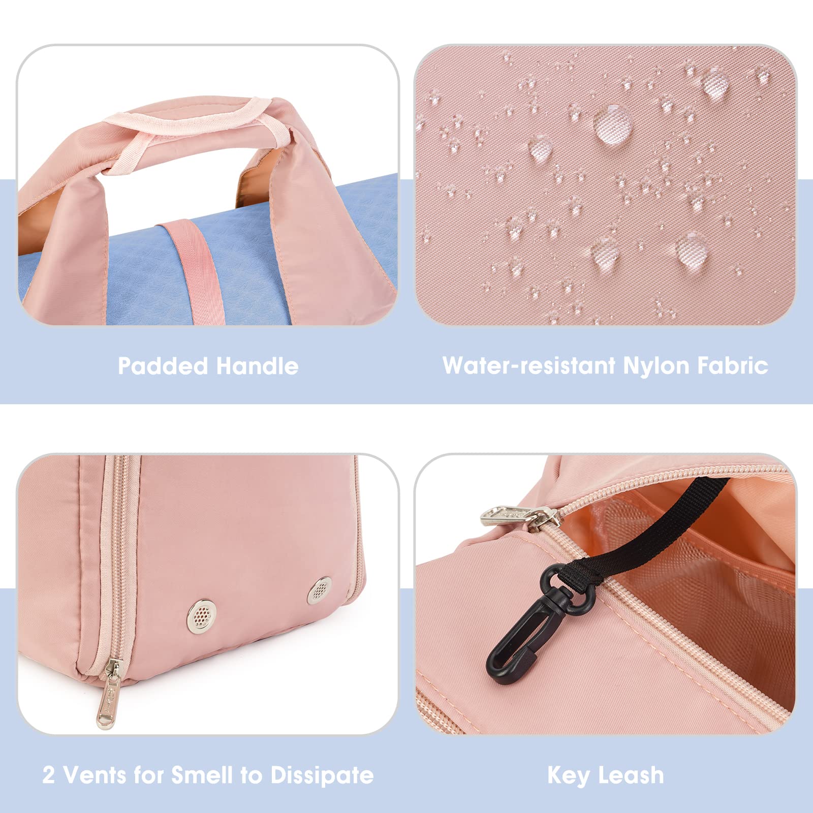 Nylon Yoga Gym Bag with Wet Dry Separation & Mat Strap