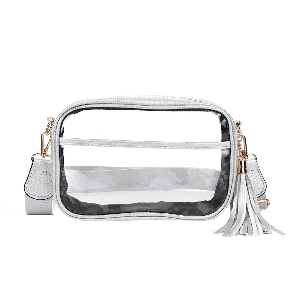 Clear Stadium Purse with Tassel Decor and Adjustable Strap