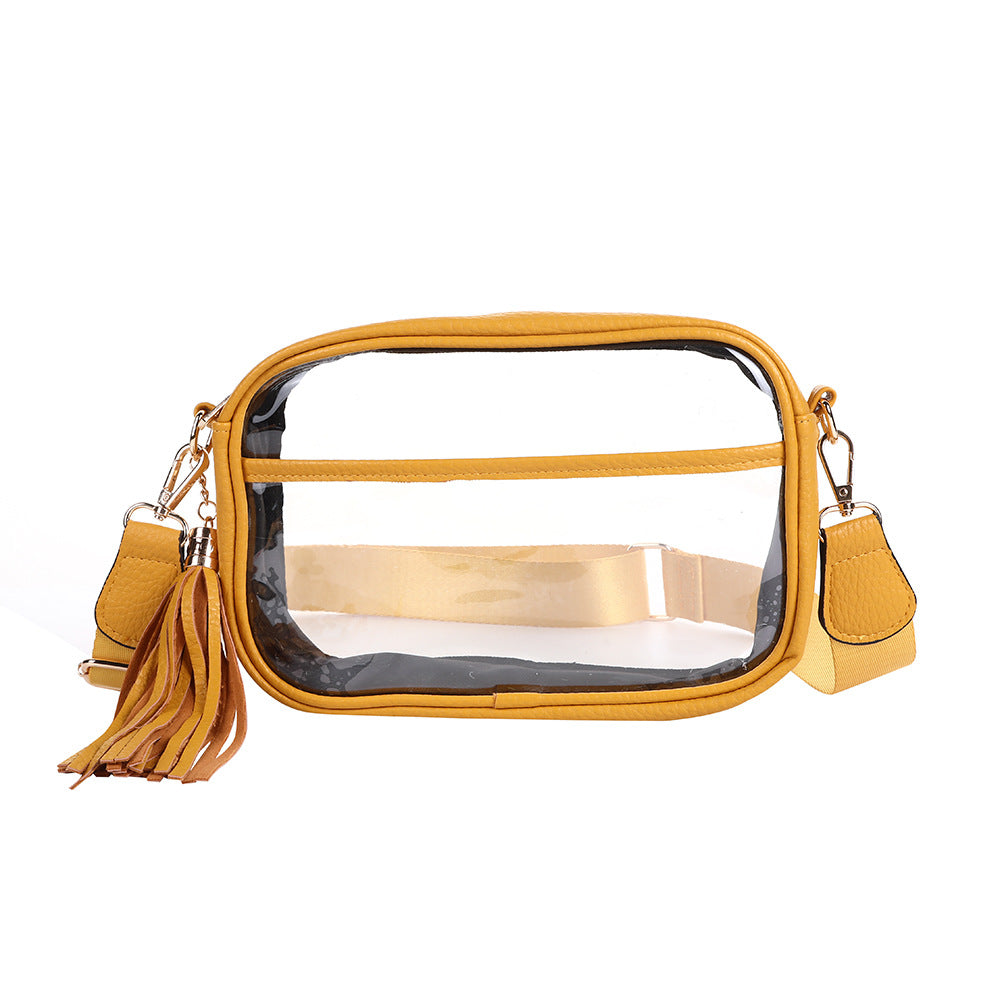 Clear Stadium Purse with Tassel Decor and Adjustable Strap