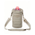 Puffy Lightweight Water Bottle Carrier bag with Side Zipper & Drawstring