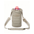 Puffy Lightweight Water Bottle Carrier bag with Side Zipper & Drawstring