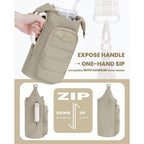 Puffy Lightweight Water Bottle Carrier bag with Side Zipper & Drawstring