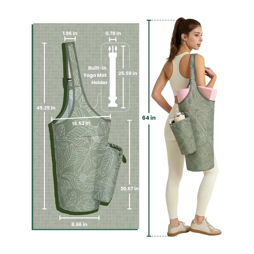 Lightweight Water Resistant Yoga Mat Tote Bag with Adjustable Mat Strap