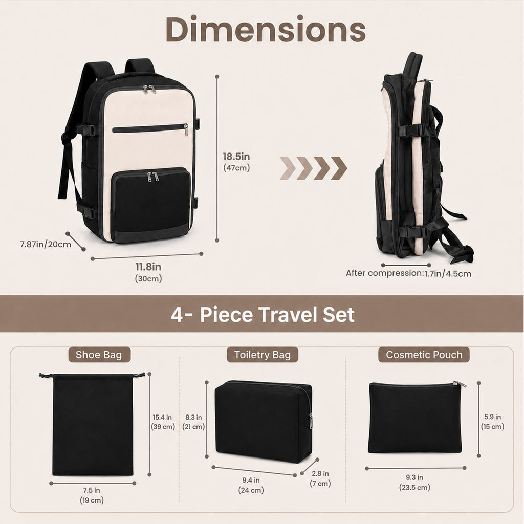 4 Pcs Travel Backpack Set